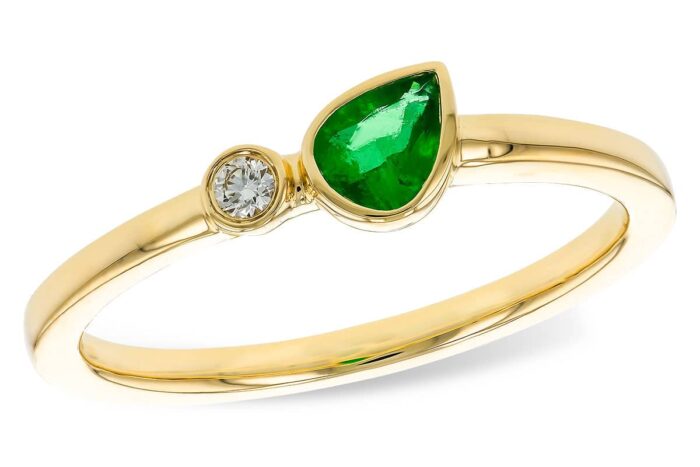 Emerald and Diamond Stackable Ring