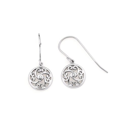 Heart Scroll Earrings in Sterling Silver