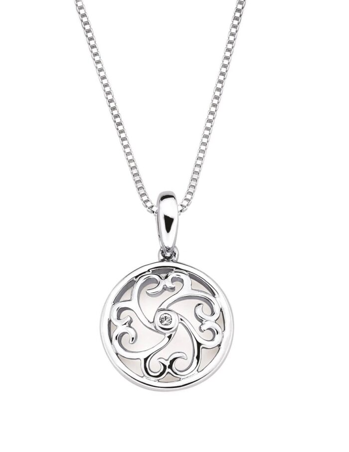 Heart Scroll Pendant In Sterling Silver