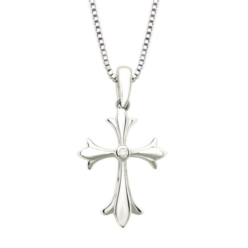 Bezel Set Diamond Cross Necklace