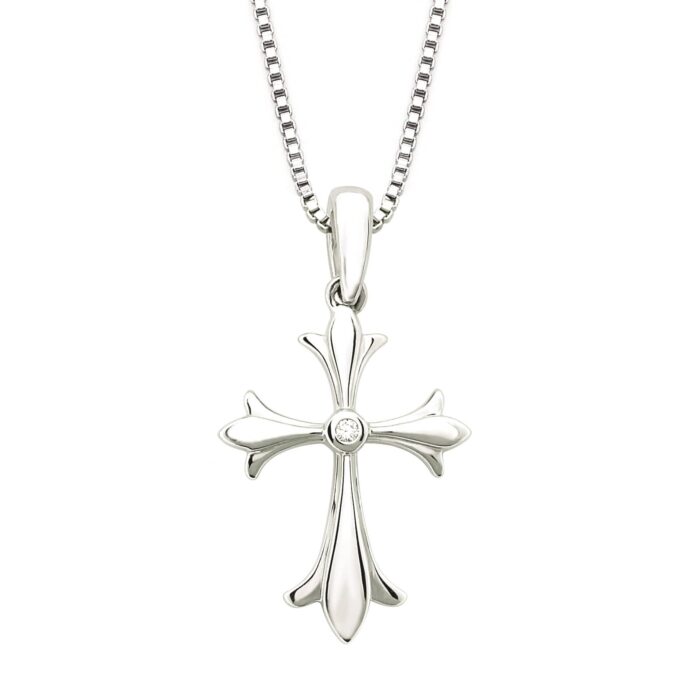 Bezel Set Diamond Cross Necklace