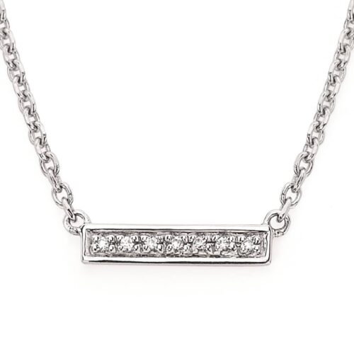 Silver Diamond Bar Necklace