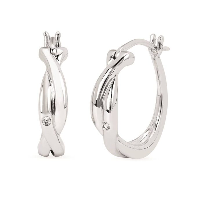 Twisted Hoop Earrings In Sterling Silver