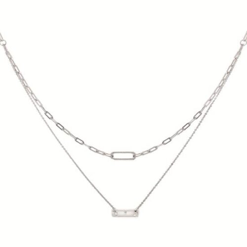 Diamond Double Tier Necklace in Sterling Silver