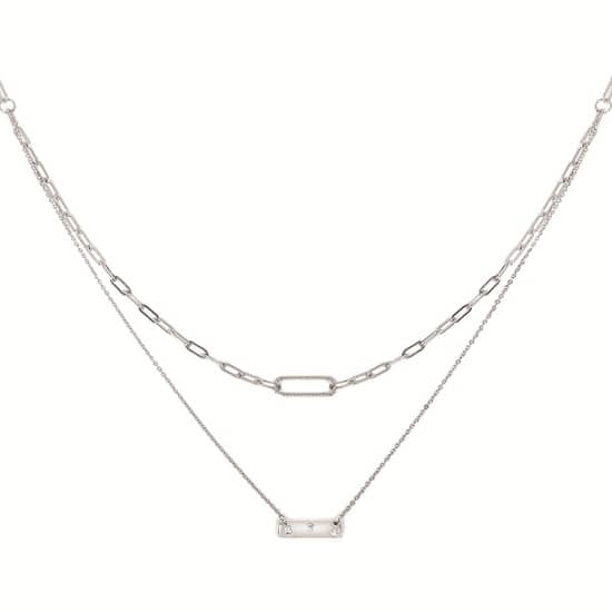 Diamond Double Tier Necklace in Sterling Silver