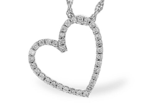 Diamond heart pendant necklace encrusted with diamonds on a silver chain