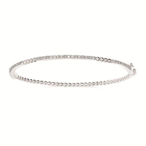 Diamond Silver Bangle Bracelet