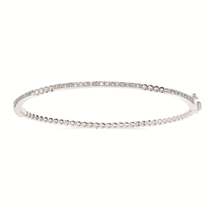 Diamond Silver Bangle Bracelet
