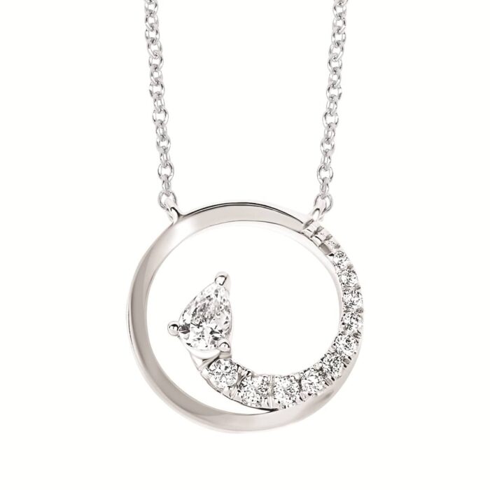 Diamond Swirl Circle Pendant