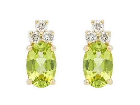 Diamond and Peridot Stud Earrings