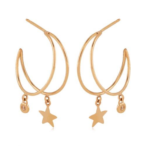 Double Wire with Star Hoop Earrings