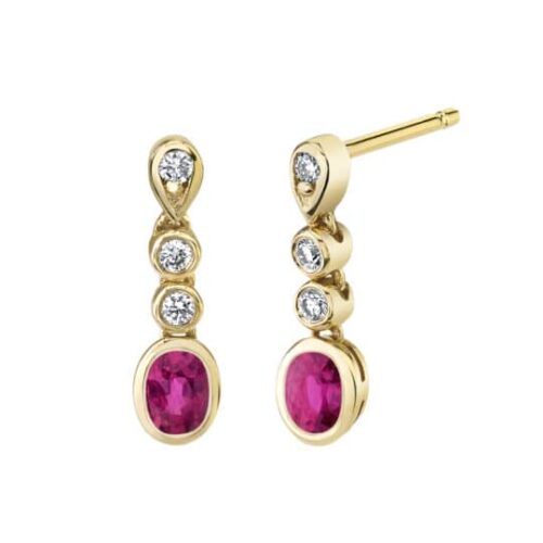 Drop Ruby and Diamond Earrings