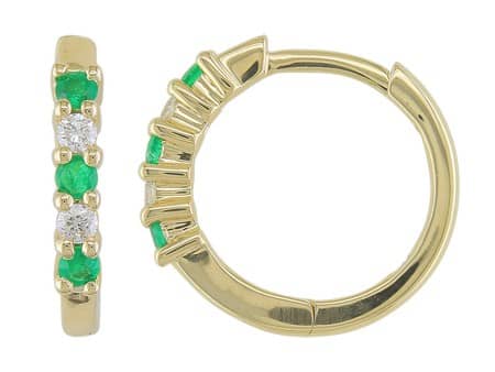 Emerald and Diamond Hoops