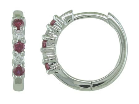 Diamond and Ruby Hoop Earrings