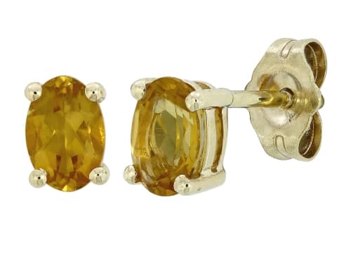 Oval Citrine Stud Earrings