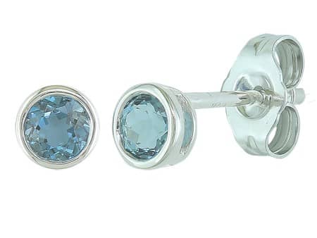 Bezel Set Blue Topaz Stud Earrings