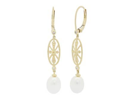 Yellow Gold Filagree Pear Drop Earrings