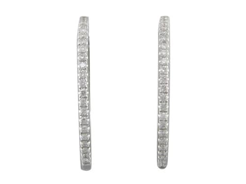 Thin Diamond Hoop Earrings