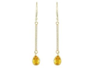 Citrine and Diamond Dangle Earrings