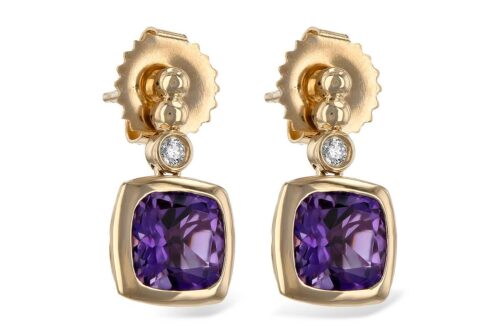 Yellow Gold Amethyst Earrings