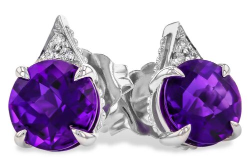 White Gold and Amethyst Earrings