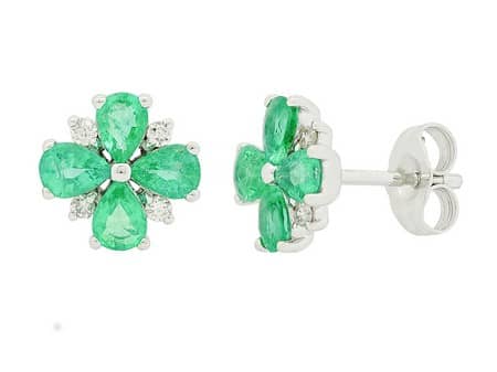 Emerald and Diamond Stud Earrings