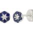 Sapphire and Diamond Flower Stud Earrings