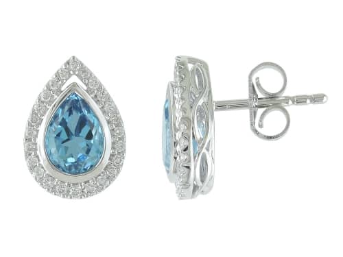 Blue Topaz and Diamond Stud Earrings