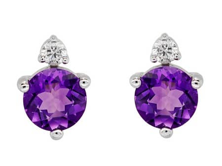 Amethyst and Diamond Stud Earring