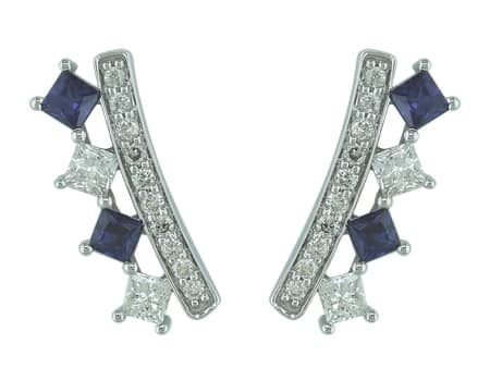 Sapphire and Diamond Crown Earrings