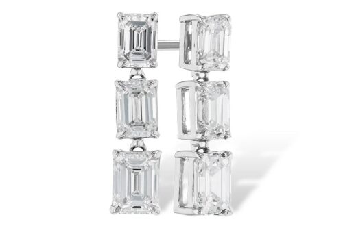 Emerald Cut Diamond Drop Earrings