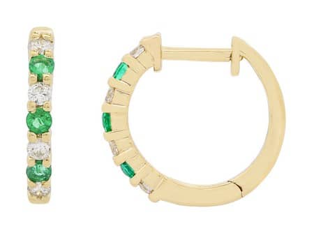 Emerald and Diamond Hoops