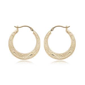 Engraved Gold Hoops