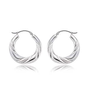 Fancy Twist Tapered Hoop Earrings