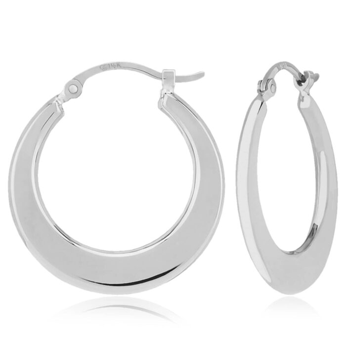Flat Silver Hoop Earrings
