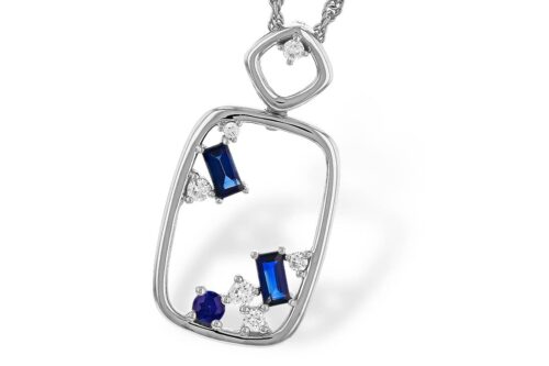 Geometric Sapphire and Diamond Necklace
