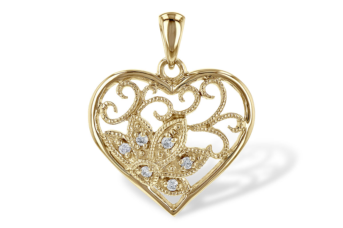 Diamond Heart Pendant in Gold 