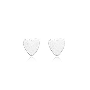 Flat White Gold Heart Earrings