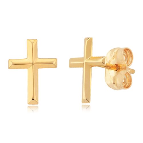 Gold Cross Stud Earrings