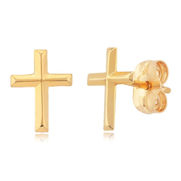 Gold Cross Stud Earrings