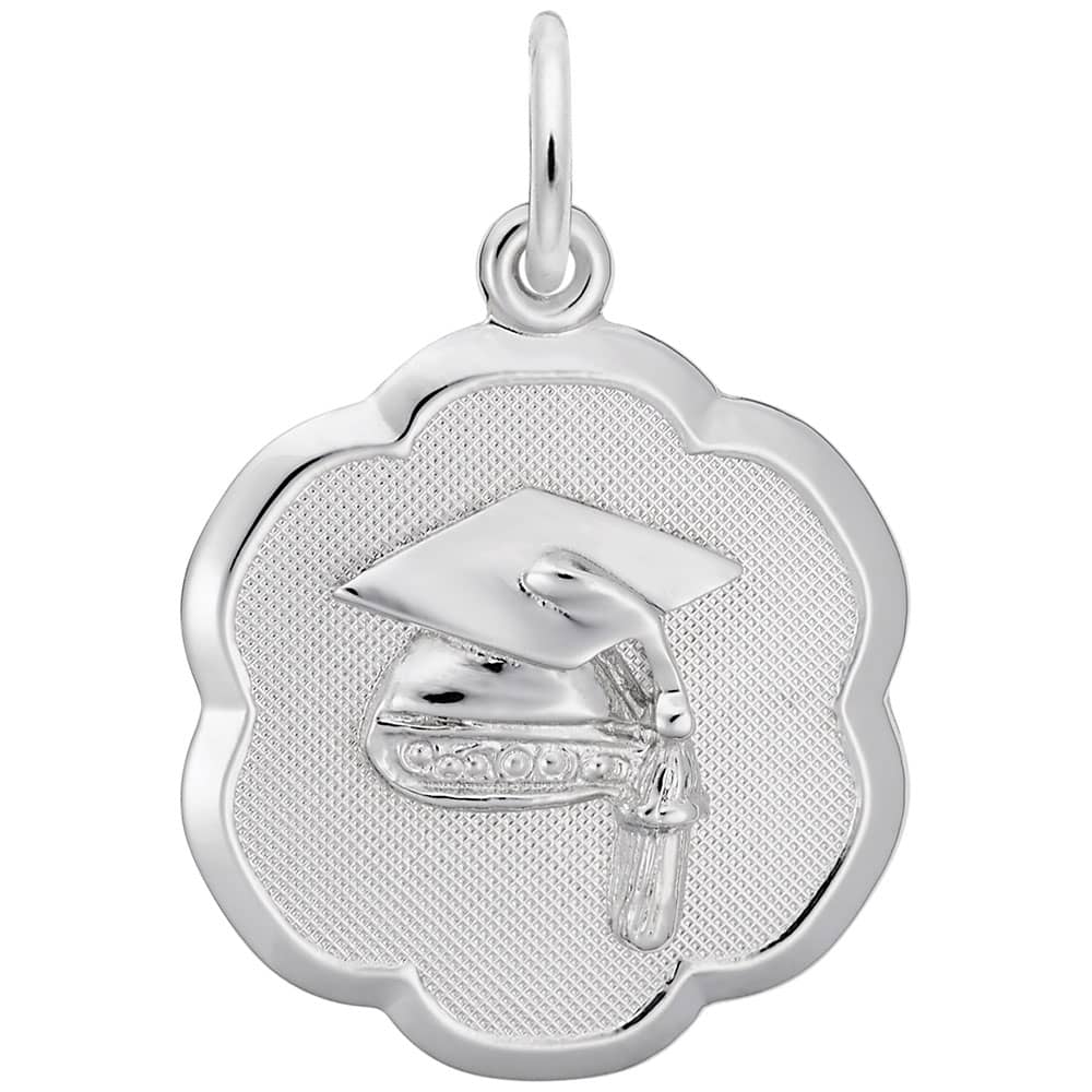 Graduation Cap Scalloped Disc Charm 1 Graduation Cap Scalloped Disc Charm