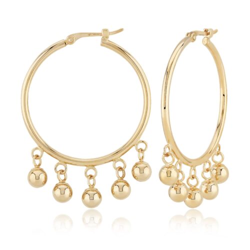 Hoop Earring with Gold Bead Drops