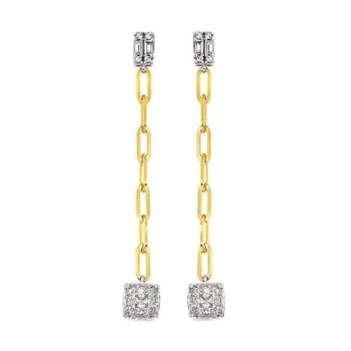 Diamond Drop Paperclip Style Earrings