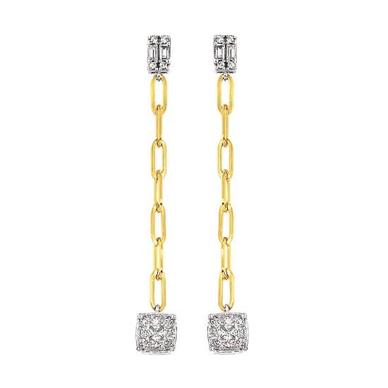 Diamond Drop Paperclip Style Earrings