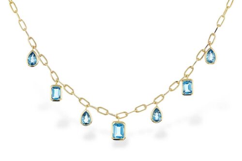 Bezel Set Blue Topaz Necklace