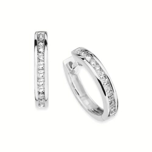 Channel Set Diamond Hoop Earrings