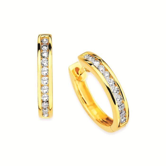 Yellow Channel Set Hoop Earrings