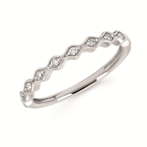 Scalloped White Gold Diamond Band