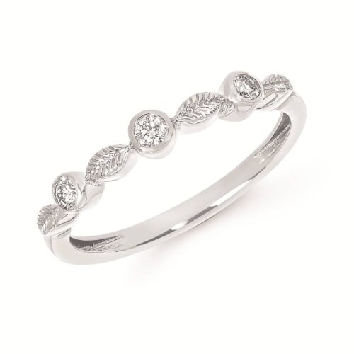 Leaf Bezel Set Diamond Ring