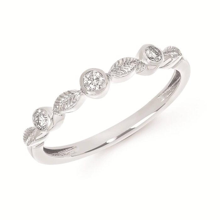 Leaf Bezel Set Diamond Ring